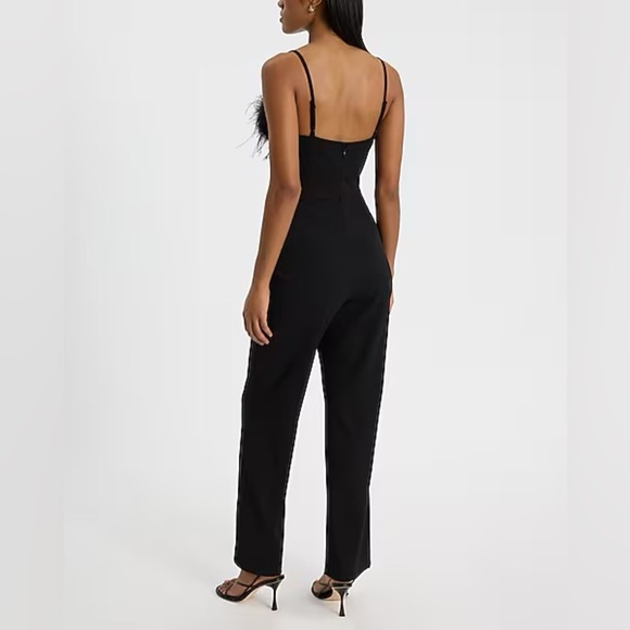 🆕 Express Black Jumpsuit with Feather Detail size XS - Picture 3 of 4